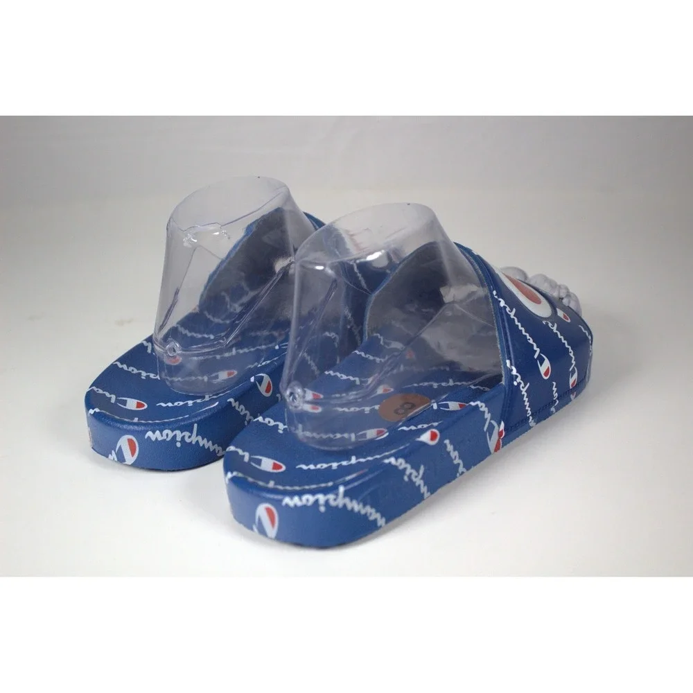 Champion IPO Repeat Mens US 8 M Slide Sandals Royal Blue White Slip On Casual